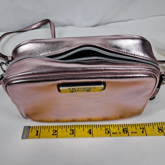 Victoria's Secret Metallic Rose Pink Small Crossbody Tassel Purse Clutch - Picture 13 of 15